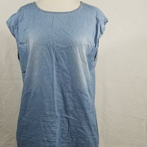1st Kiss Light Blue Denim Shift Mini Dress, Sz L